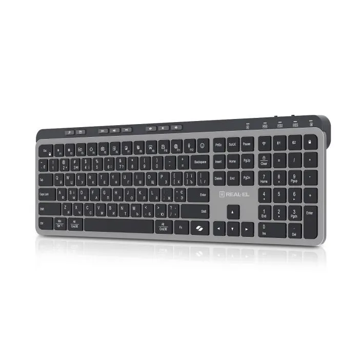 Клавіатура REAL-EL RK-737W Wireless/Bluetooth Black/Grey (EL123100060) зображення 4