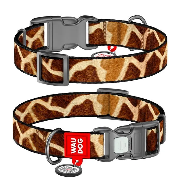 Нашийник для тварин WAUDOG Nylon з QR адресником "Жираф" пластиковий фастекс M (281-0053)