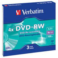 Диск DVD Verbatim 4.7Gb 4x Slim Case 3шт Matte Silver (43635)
