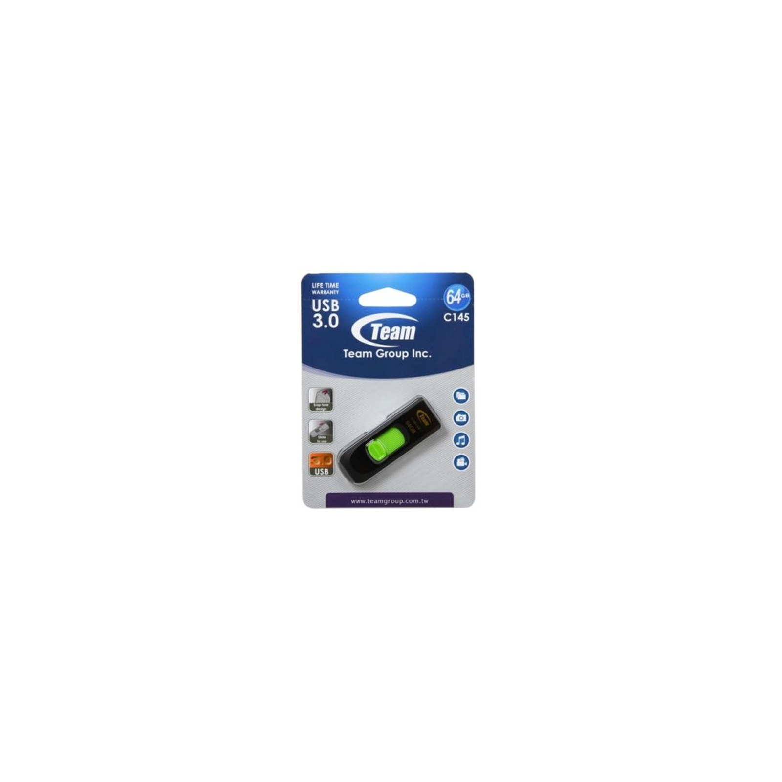 USB флеш накопитель Team 64GB C145 Green USB 3.0 (TC145364GG01) изображение 5
