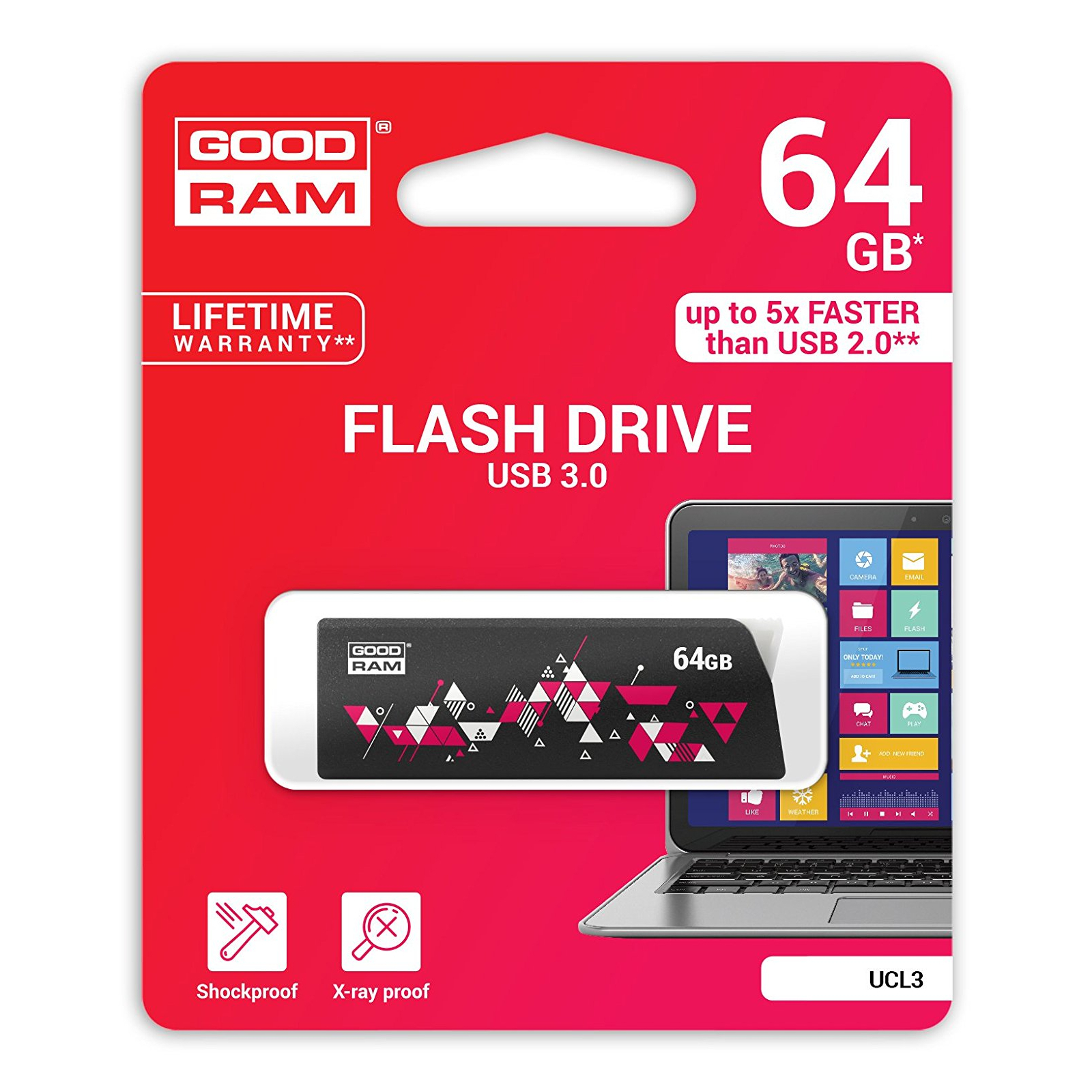 USB флеш накопитель Goodram 64GB UCL3 Click Black USB 3.0 (UCL3-0640K0R11) изображение 4