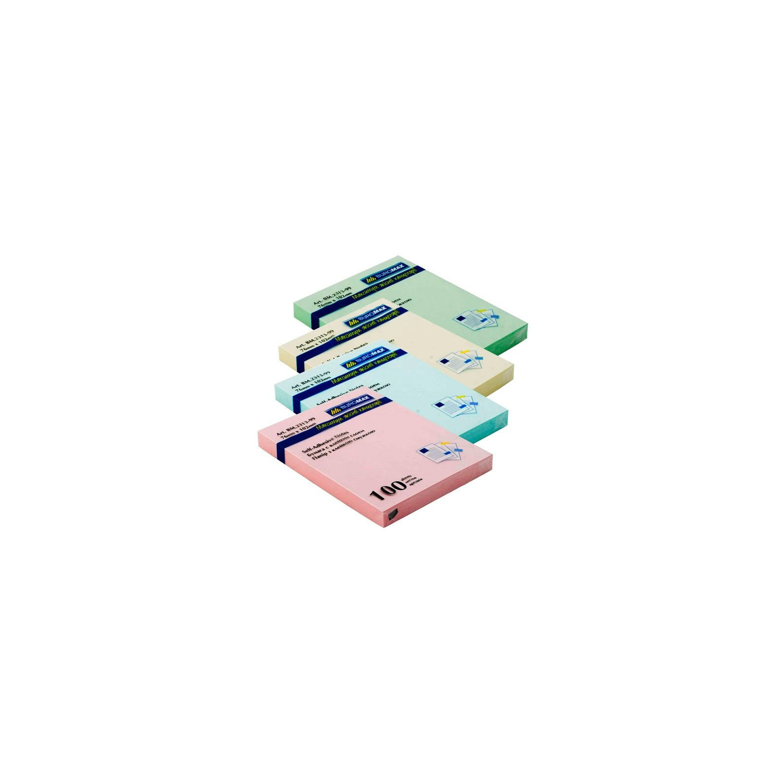 Бумага для заметок Buromax with adhesive layer 76х102мм, 100sheets, pastel colors mix (BM.2313-99)