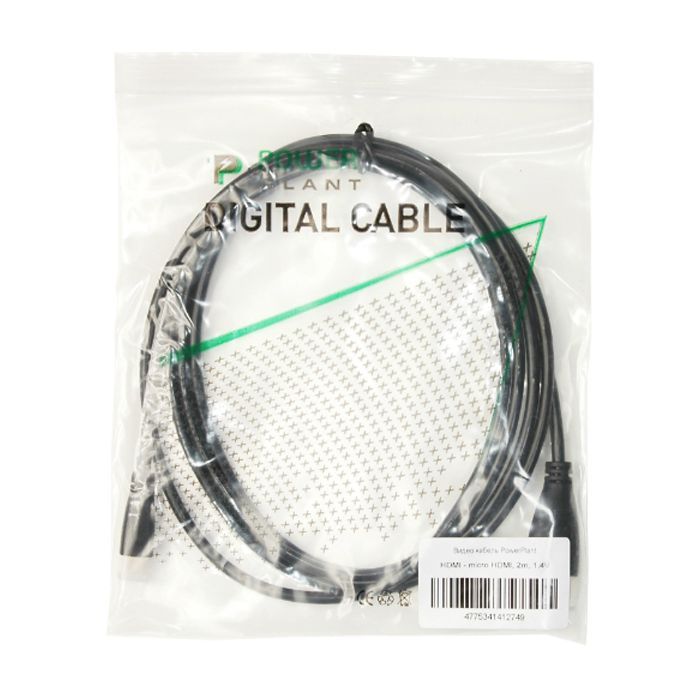 Кабель мультимедийный HDMI A to HDMI D (micro), 2.0m PowerPlant (KD00AS1274) изображение 3