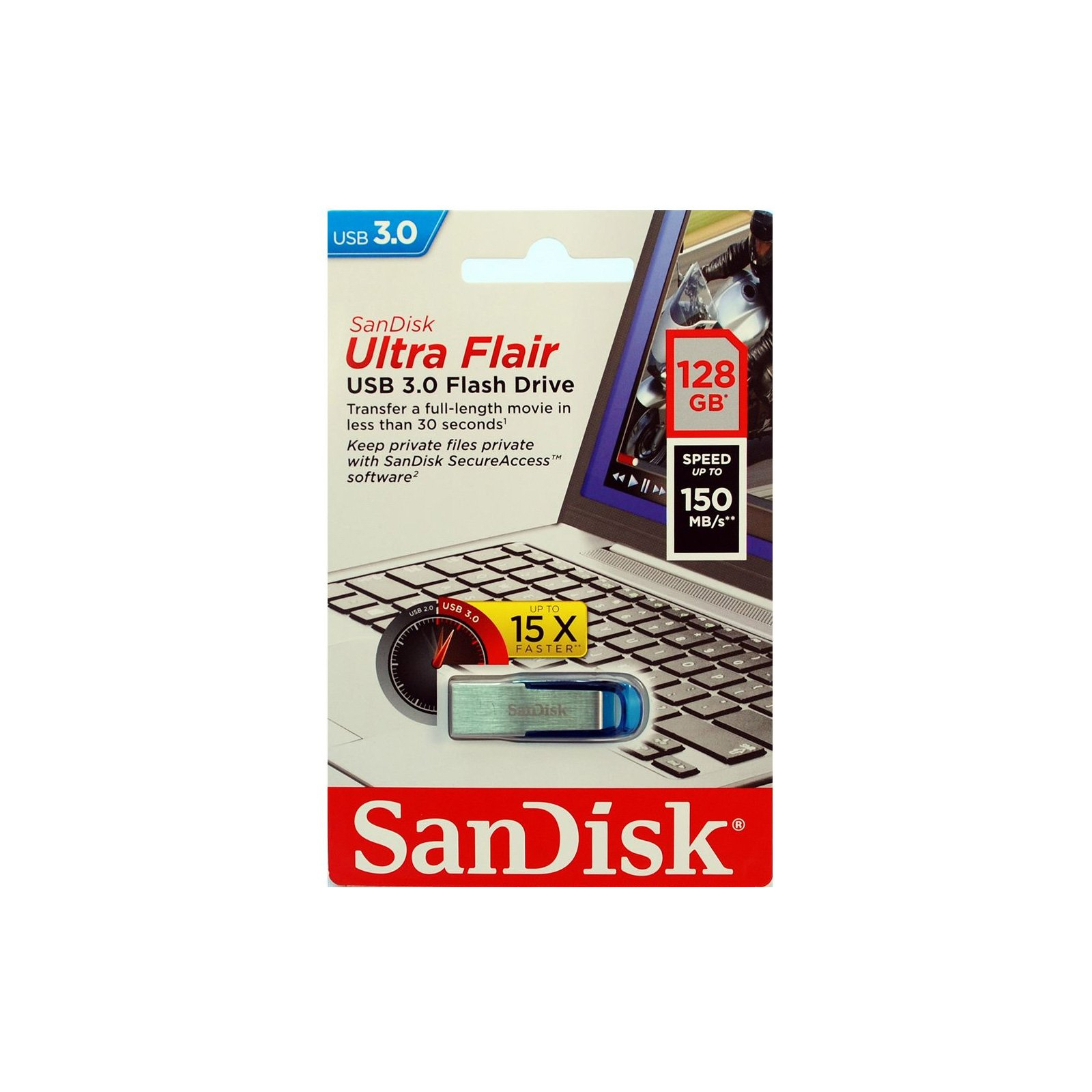 USB флеш накопитель SanDisk 128GB Flair USB 3.0 (SDCZ73-128G-G46) изображение 6