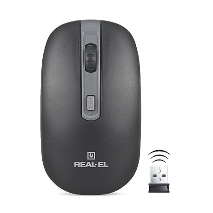 Мишка REAL-EL RM-303 black-grey зображення 2