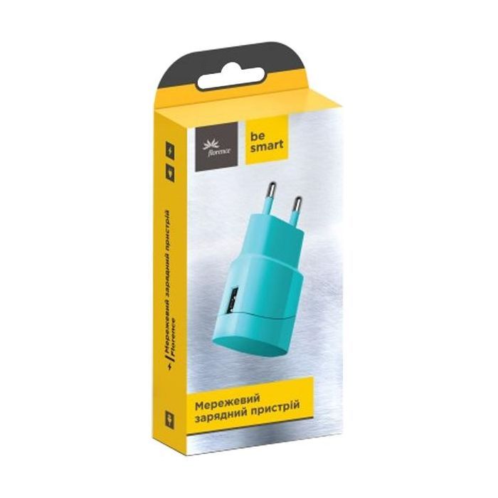 Зарядное устройство Florence USB, 1.0A aquamarin color (FW-1U010A) изображение 2