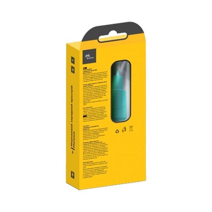 Зарядное устройство Florence USB, 1.0A aquamarin color (FW-1U010A) изображение 3