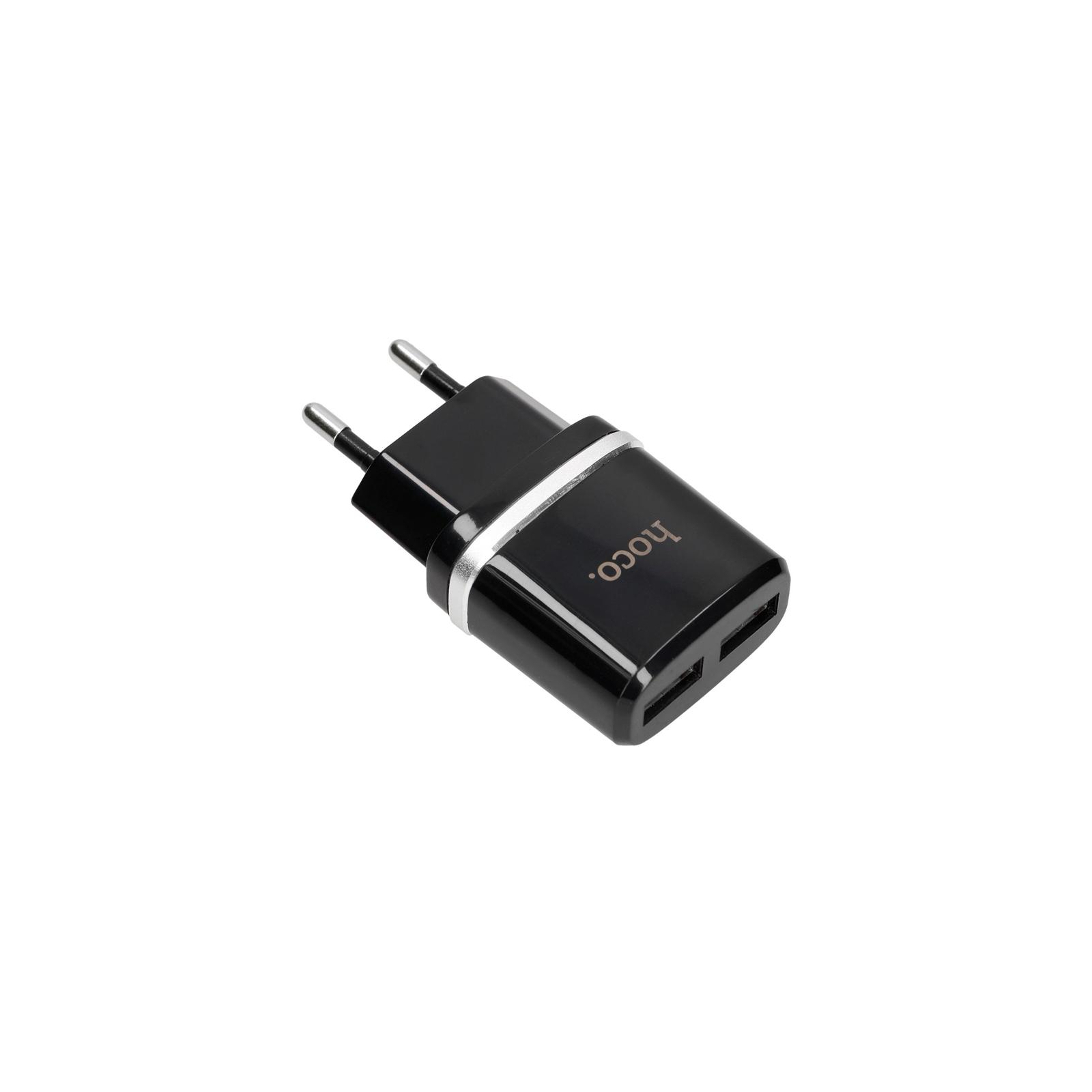 Зарядний пристрій HOCO C12 2*USB, 2.4A, Black (65596) зображення 3