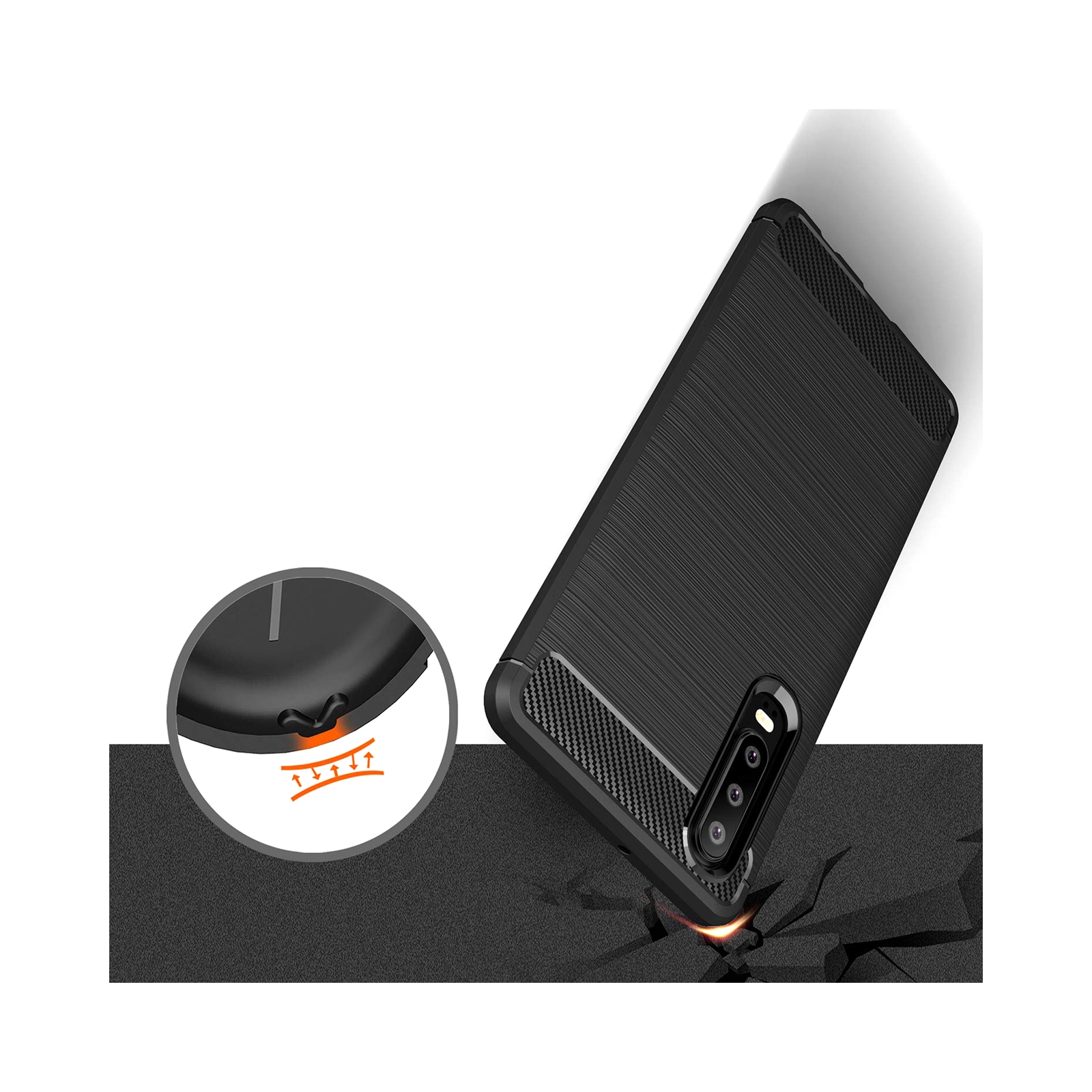 Чохол до мобільного телефона Laudtec для Huawei P30 Carbon Fiber (Black) (LT-P30B) зображення 7