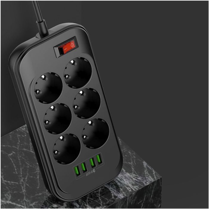 Мережевий фільтр живлення ColorWay CW-CHE64B, 6 розеток/4USB Black (CW-CHE64B) зображення 11