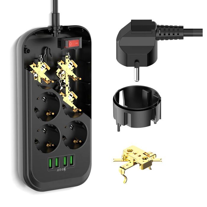 Мережевий фільтр живлення ColorWay CW-CHE64B, 6 розеток/4USB Black (CW-CHE64B) зображення 9