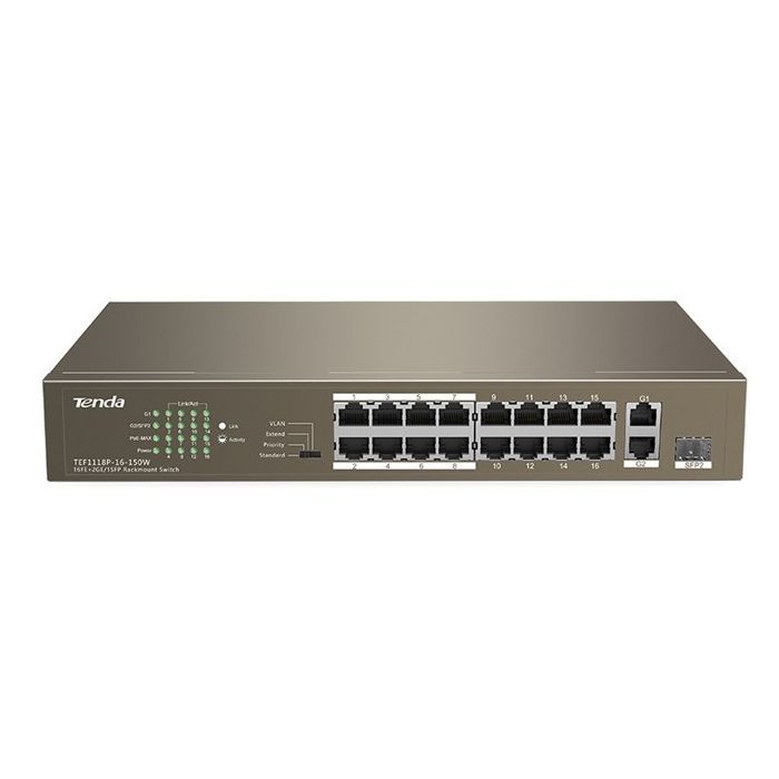 Коммутатор сетевой Tenda TEF1118P-16-150W изображение 2