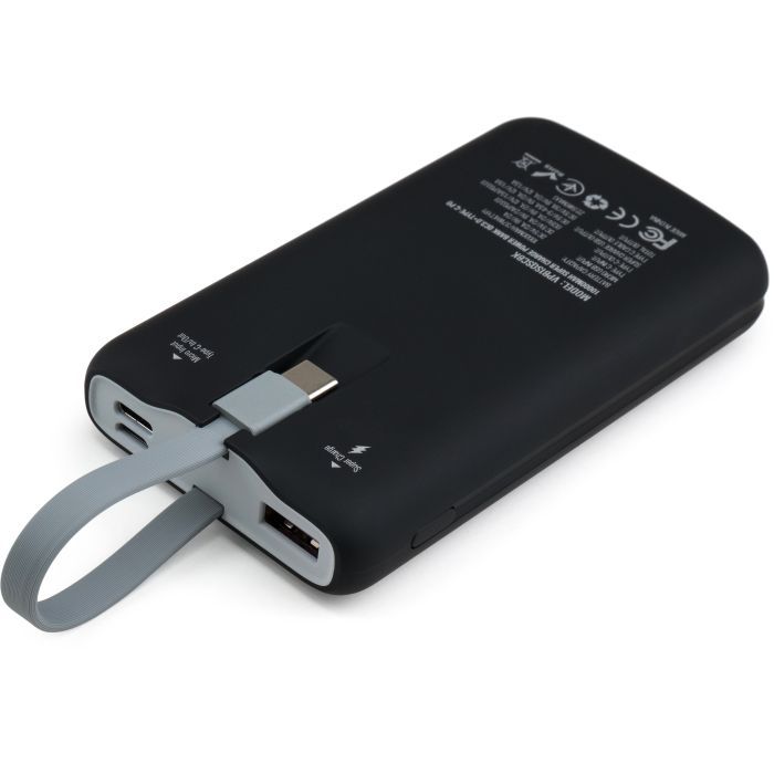 Батарея универсальная Vinga 10000 mAh SuperQC soft touch w/cable 22.5W black (VPB1SQSCBK) изображение 4
