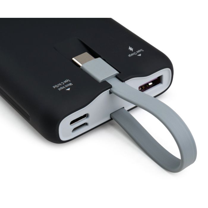 Батарея универсальная Vinga 10000 mAh SuperQC soft touch w/cable 22.5W black (VPB1SQSCBK) изображение 6