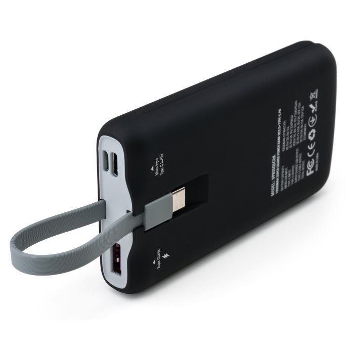 Батарея универсальная Vinga 10000 mAh SuperQC soft touch w/cable 22.5W black (VPB1SQSCBK) изображение 7