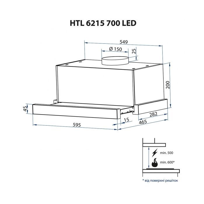 Вытяжка кухонная Minola HTL 6215 BL 700 LED изображение 12