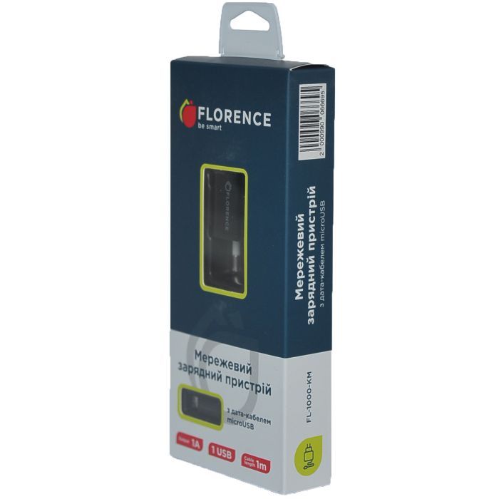 Зарядное устройство Florence 1USB 1A + microUSB cable black (FL-1000-KM) (FL-1000-KM) изображение 4