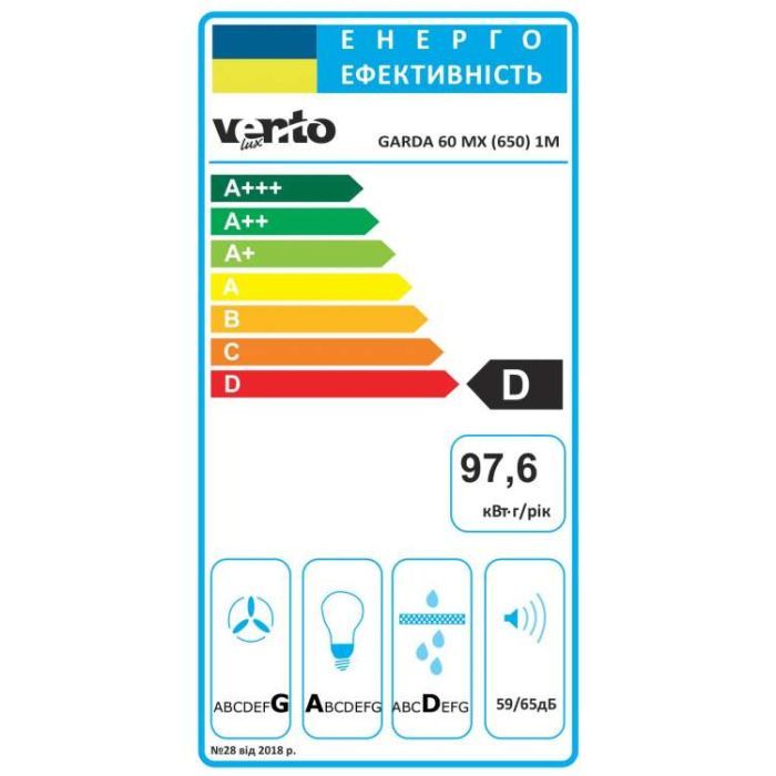 Вытяжка кухонная Ventolux GARDA 60 MX (650) 1M изображение 8