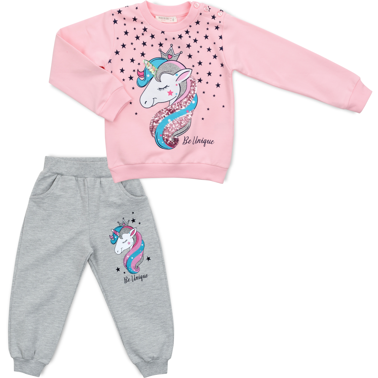 Набор детской одежды Breeze с единорогом (14154-92G-pink)
