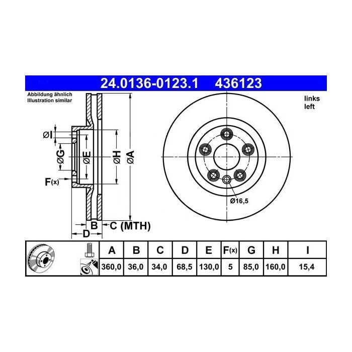 Тормозной диск ATE 24-0136-0123-1-02 изображение 4