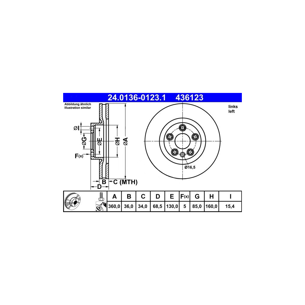 Тормозной диск ATE 24-0136-0123-1-02 изображение 4