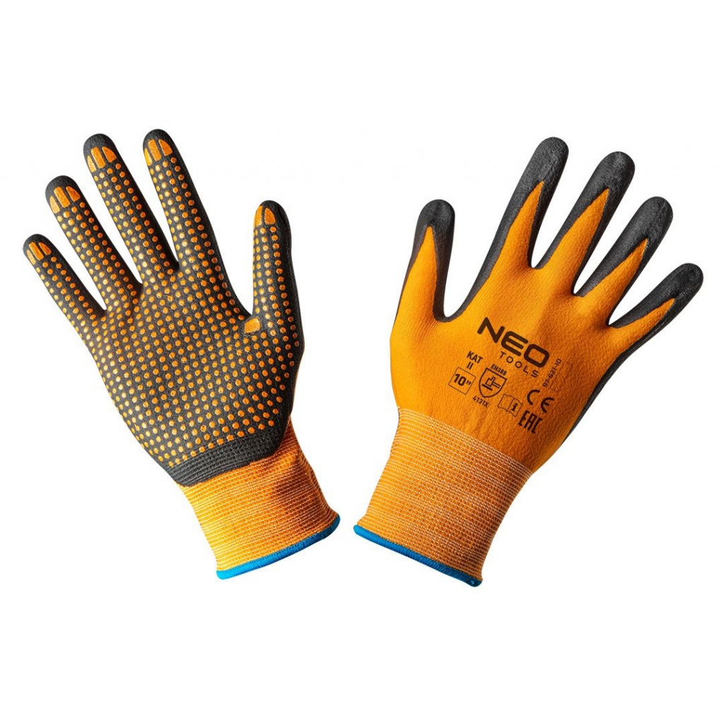 Захисні рукавиці Neo Tools робочі, нейлон з нітриловими точками, р. 9 (97-621-9)