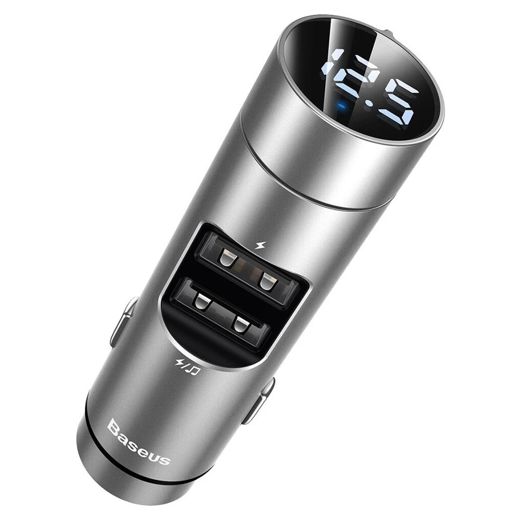FM модулятор Baseus Energy Column Car Wireless MP3 Charger Silver (CCNLZ-C0S) зображення 3