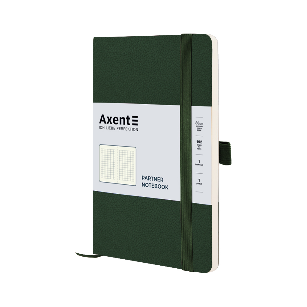 Блокнот Axent Partner Soft Skin 125x195 мм 96 аркушів у клітинка Зелений (8616-23-A)