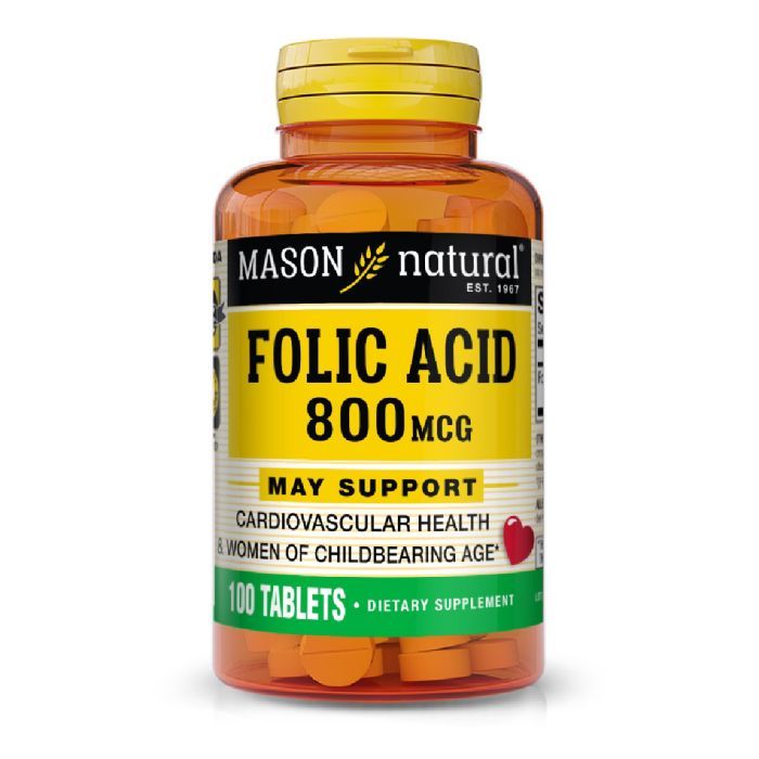 Витамин Mason Natural Фолиевая кислота 800 мкг, Folic Acid, 100 таблеток (MAV-06761)
