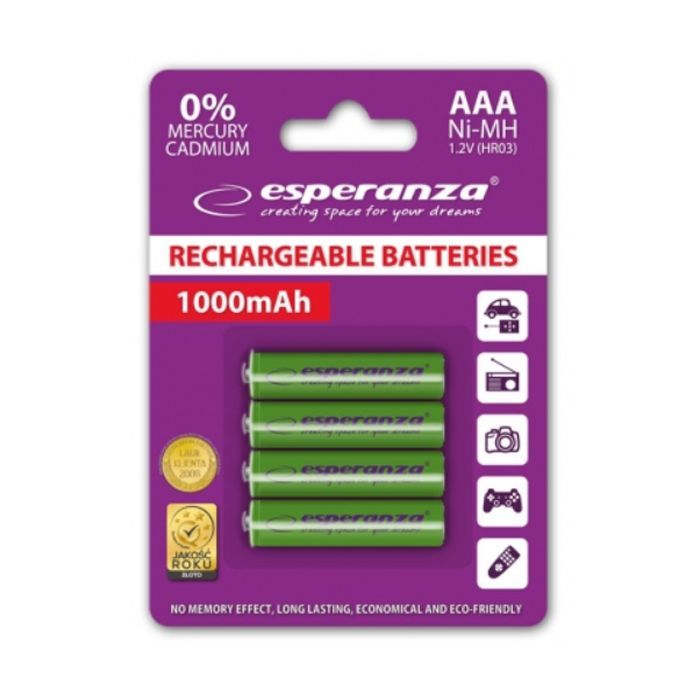 Акумулятор Esperanza AAA 1000mAh Ni-MH * 4 blue (EZA102B)