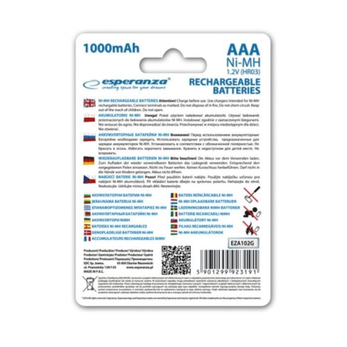 Акумулятор Esperanza AAA 1000mAh Ni-MH * 4 blue (EZA102B) зображення 2