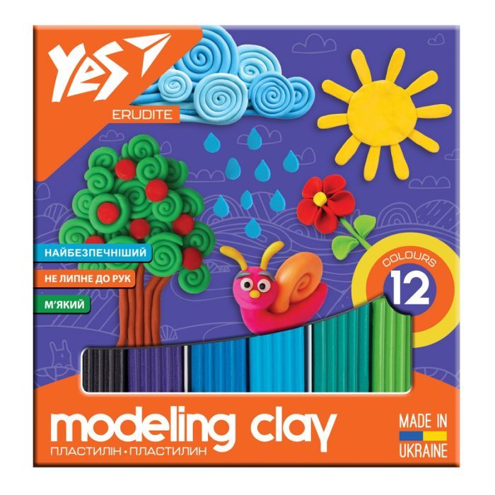 Пластилин Yes Erudite 12 цв. 240 г (540560)