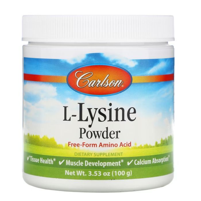 Аминокислота Carlson L-лизин в порошке, L-Lysine, Amino Acid Powder, 100 гр (CAR-06885)