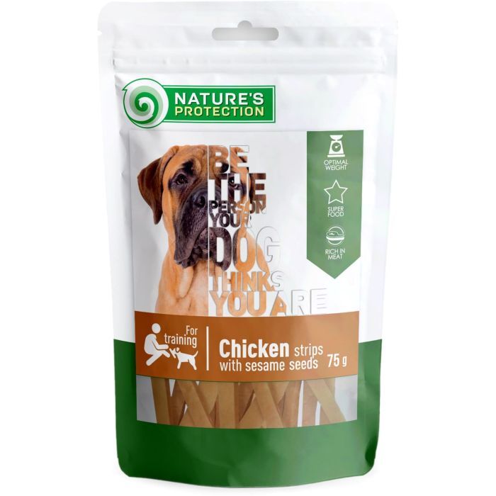 Лакомство для собак Nature's Protection Chicken strips with sesame 75 г (SNK46102)