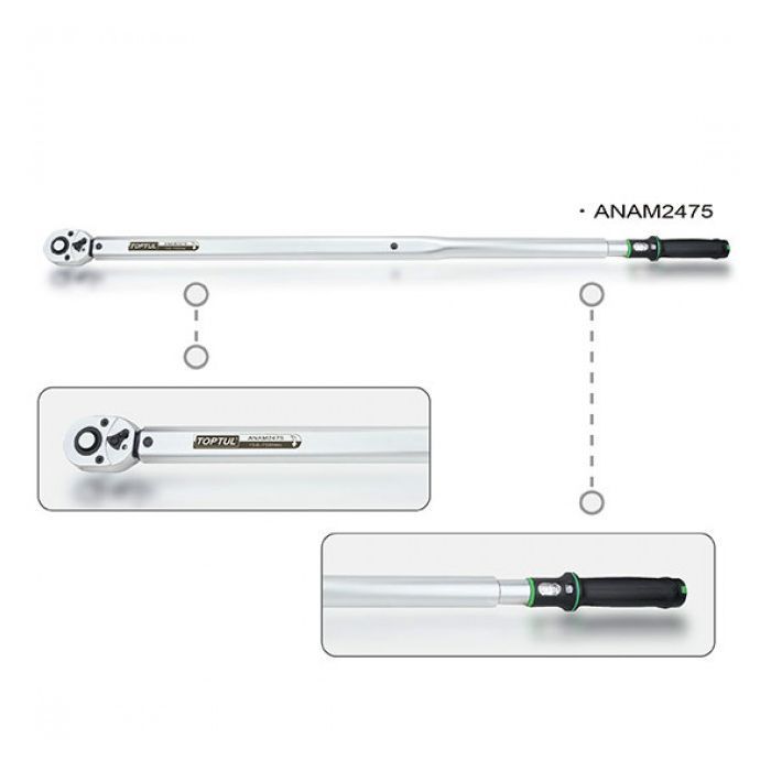 Ключ Toptul динамометрический трещоточный 3/4"x1150mm 150-750Nm (ANAM2475) изображение 3
