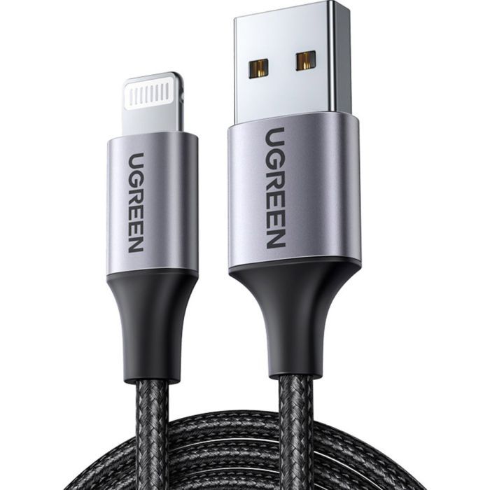 Дата кабель USB 2.0 AM to Lightning 2.0m US199 2.4A Black Ugreen (60158) зображення 2