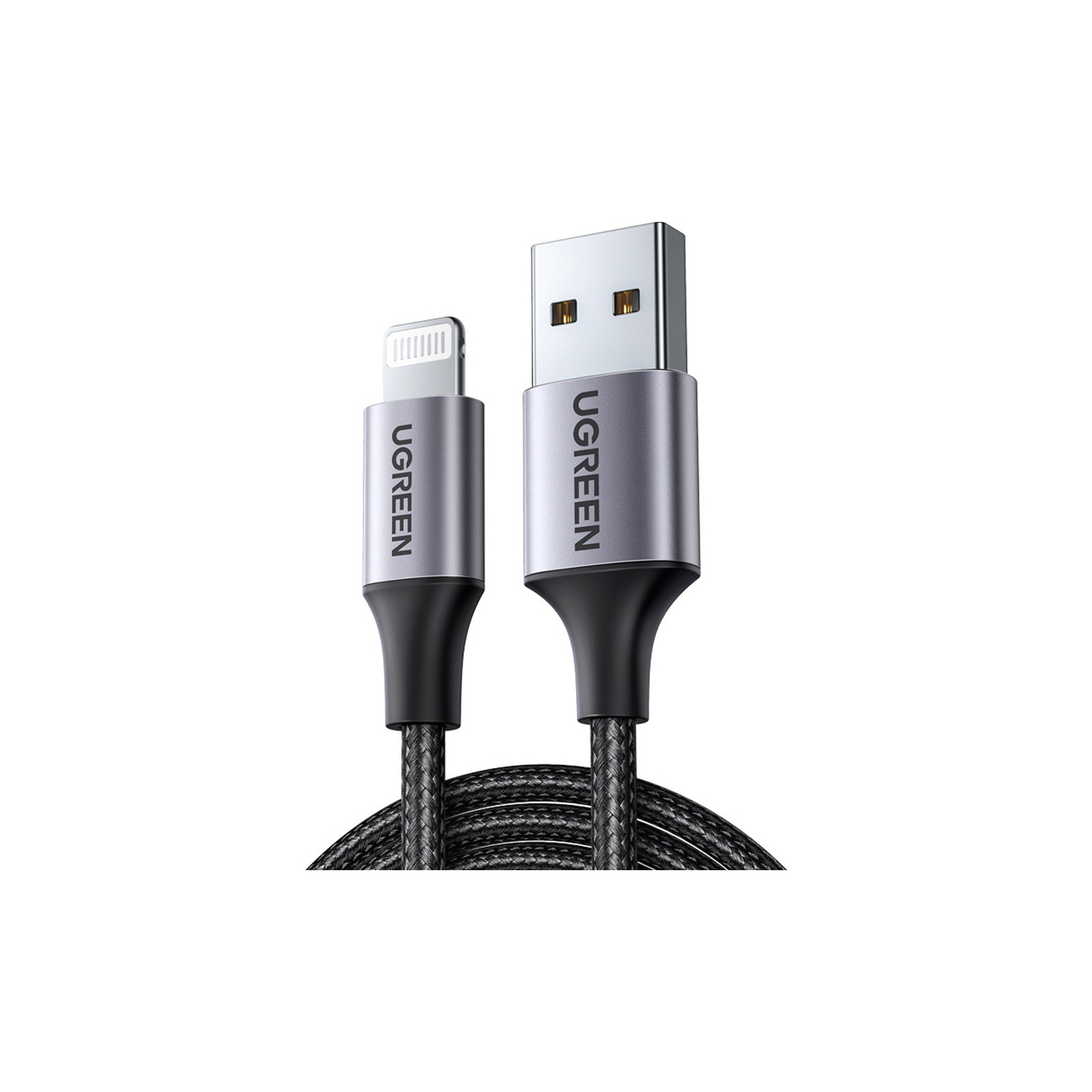 Дата кабель USB 2.0 AM to Lightning 2.0m US199 2.4A Black Ugreen (60158) изображение 2