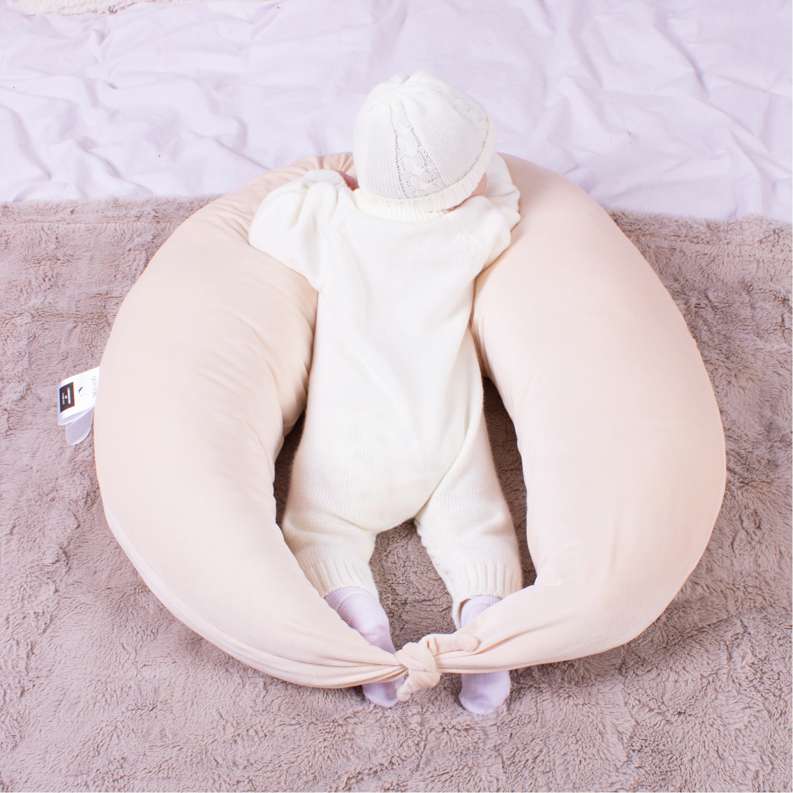 Подушка MirSon для беременных и кормления №8302 Velvet Line 28-0004 Cream Велюр 30х170х20 см (2200006200277) изображение 9