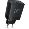 Зарядное устройство MAKE 18W QC3.0+2.4A Black (MCW-322QBK)