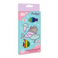 Карандаши цветные Yes Pusheen двухсторонние 12 шт. 24 цв. (290677)