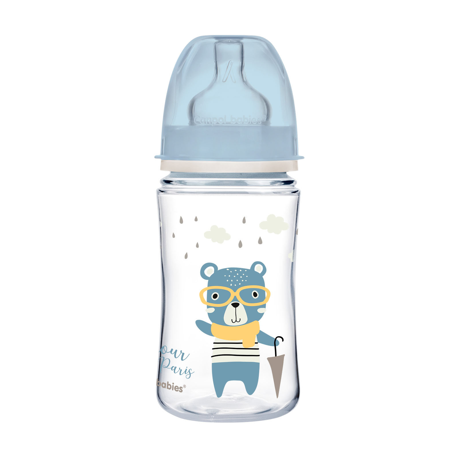 Бутылочка для кормления Canpol babies Bonjour Paris с широким отверстием 240 мл Синяя (35/232_blu)
