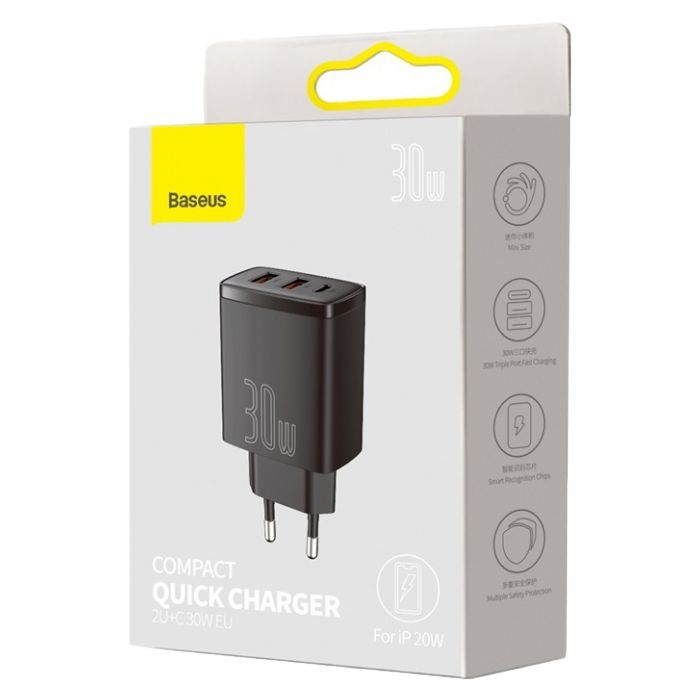 Зарядний пристрій Baseus Compact Quick Charger 2U+C (CCXJ-E01) зображення 5