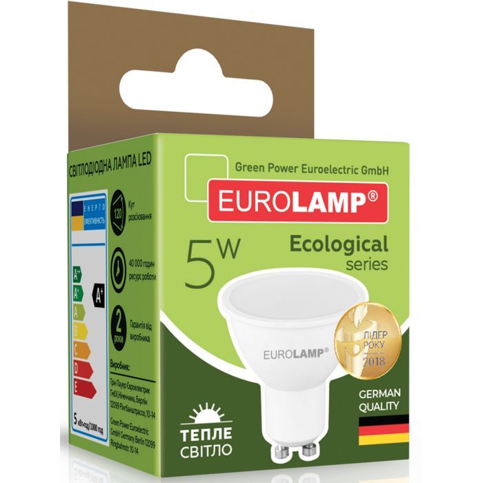 Лампочка Eurolamp LED SMD MR16 5W GU10 3000K 220V (LED-SMD-05103(P)) зображення 3