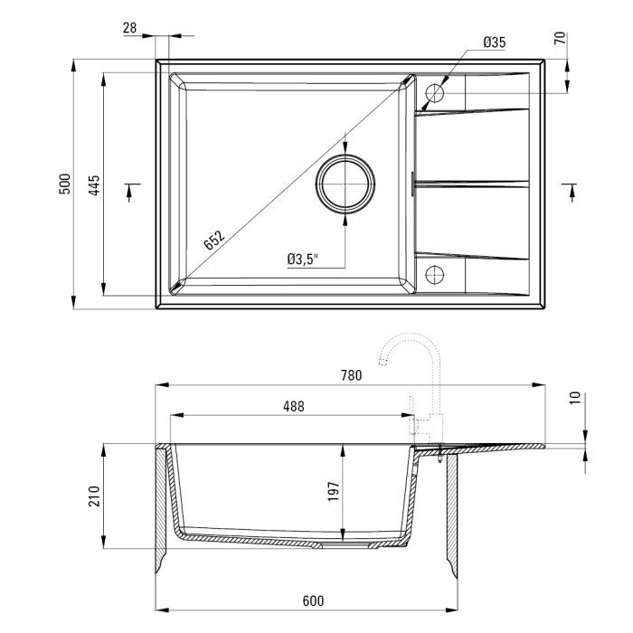 Мийка кухонна Deante Eridan (ZQE T11B) зображення 2