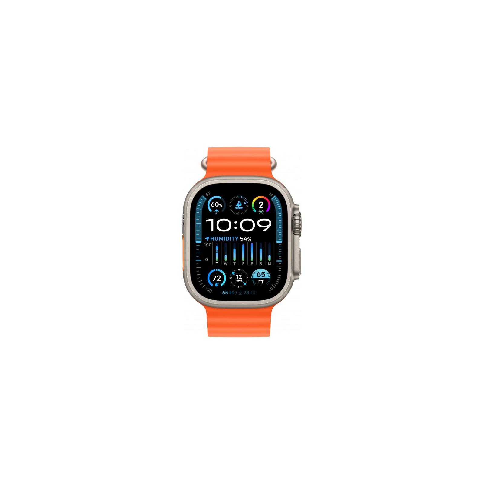 Смарт-годинник Apple Watch Ultra 2 GPS + Cellular, 49mm Titanium Case with Orange Ocean Band (MREH3UL/A) зображення 2