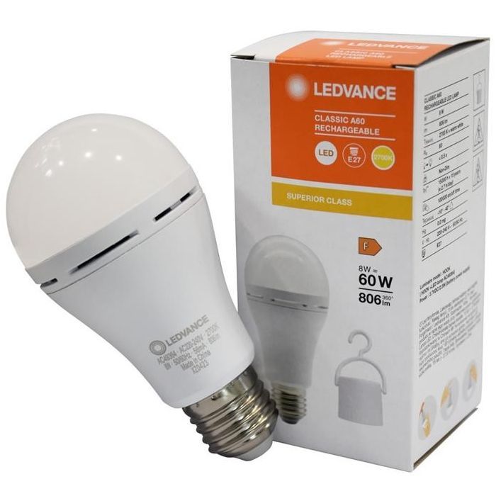 Лампочка LEDVANCE акумуляторна A60 8W 806Lm 2700К E27 (4099854102417) зображення 2