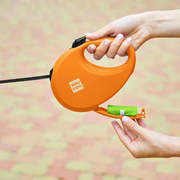 Повідець для собак WAUDOG R-leash з контейнером для пакетів L до 40 кг 5 м помаранчевий (26294) зображення 6