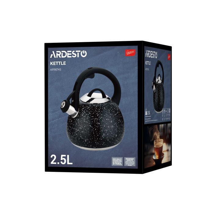 Чайник Ardesto Gemini 2.5 л Чорний Мармур (AR1957KS) изображение 8