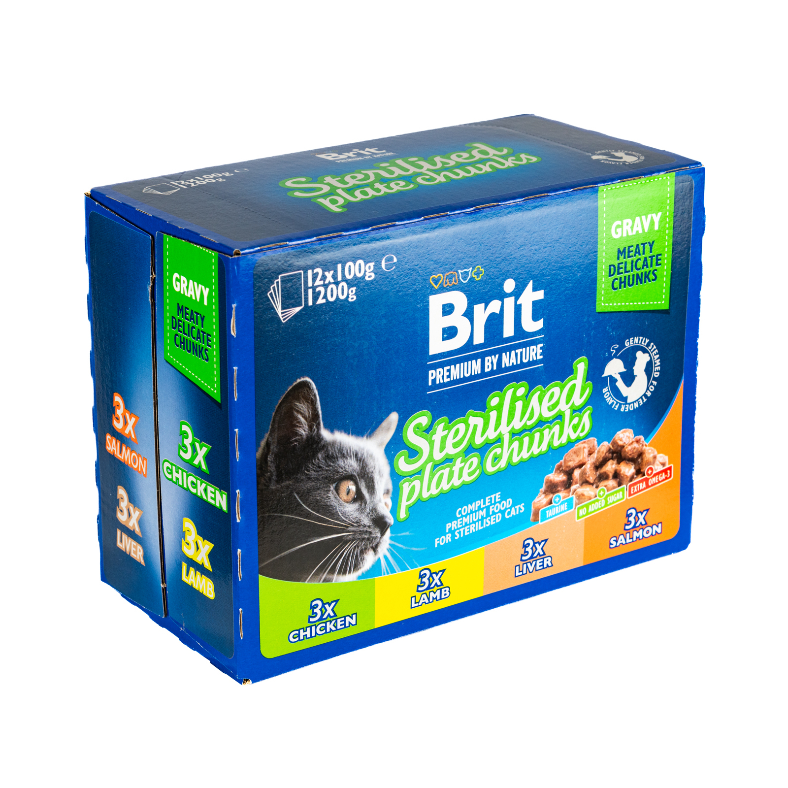Влажный корм для кошек Brit Premium Семейная тарелка для стерилизованных 4 вкуса 100 г х 12 шт (8595602548514) изображение 2
