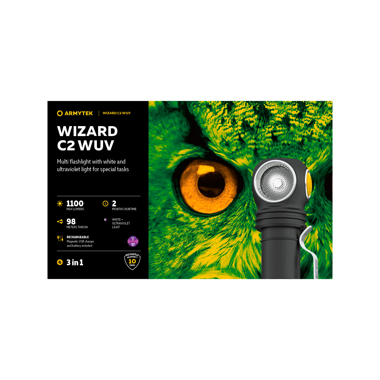 Ліхтар Armytek Wizard C2 WUV White & Ultraviolet (F08901UF) зображення 8